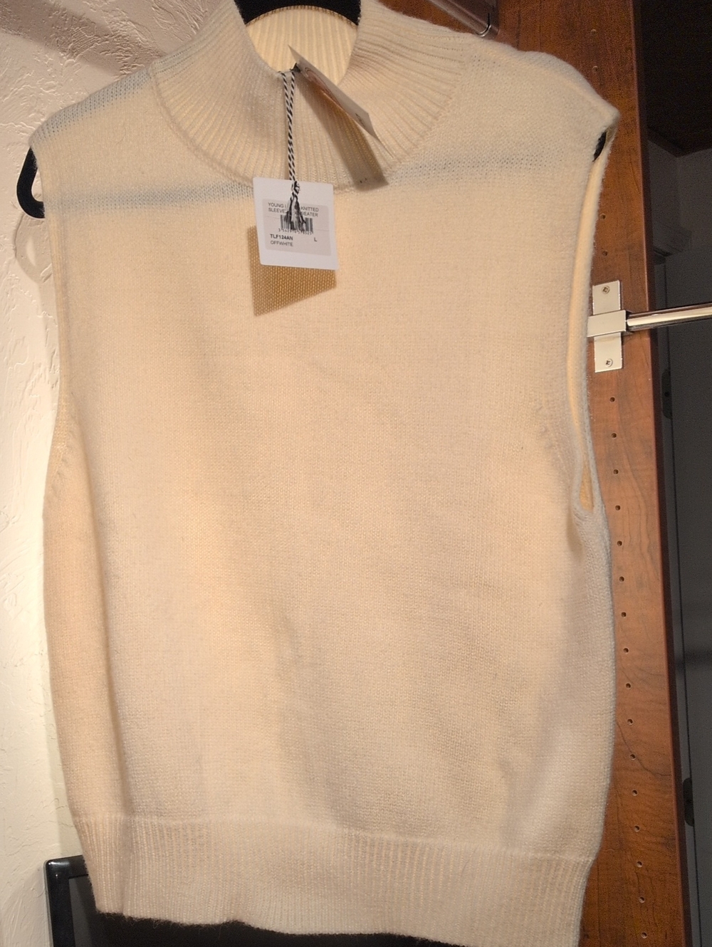 Sleeveless Cream Turtleneck Sweater Vest